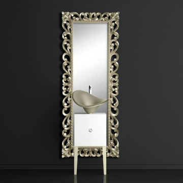 MONNALISA PRESTIGE FLOWER PLATINUM - Single wooden vanity unit with mirror by Glass Design - view 3